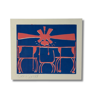 Red Fan, Table, Chairs (Framed)