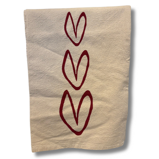 Three Hearts Tea Towel