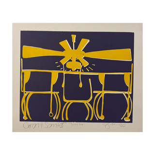 Yellow Fan, Table, Chairs (Framed)